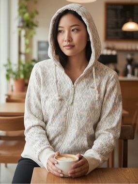 Ragwear women's sweat jacket NESKA PRINT ZIP beige ( VEGAN )